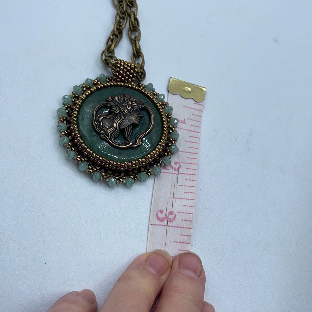 Artisan repurposed Serpentine stone pendant and necklace. - Picture 8 of 10